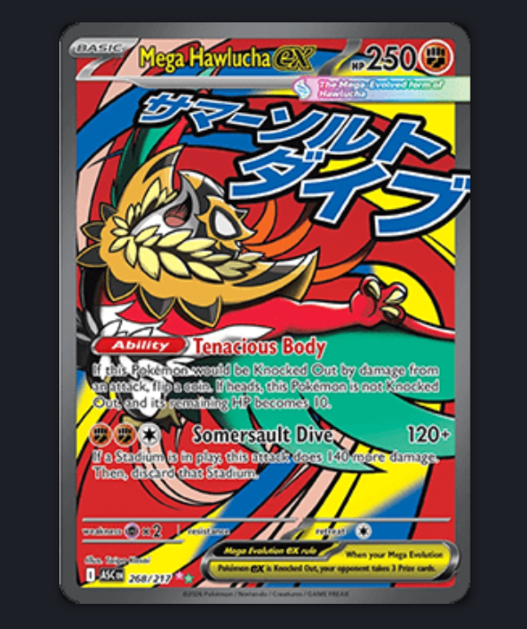 Méga-Brutalibré ex / Mega Hawlucha ex 268/217 – Héros Transcendants – Pokémon FR